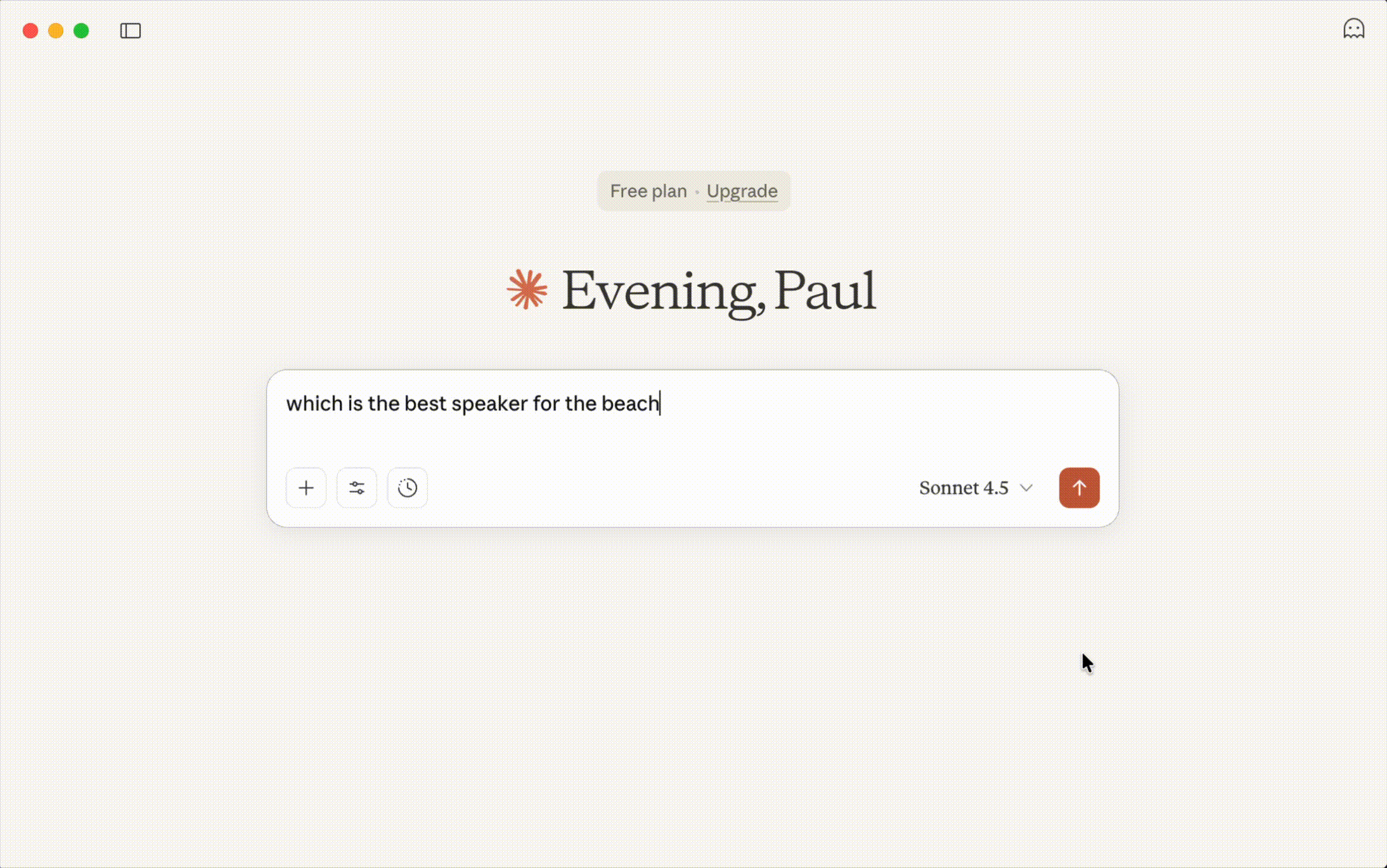 Searching for "which is the best speaker for the beach" with Anthropic's Claude Desktop app which is using the Mentionlink chatbot integration to fetch affiliate links